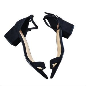 JF Justfab Faux Suede Black Block Heels